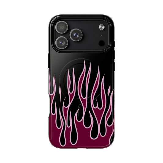 Burgundy Flames iPhone Case — Tough Magnetic Phone Case