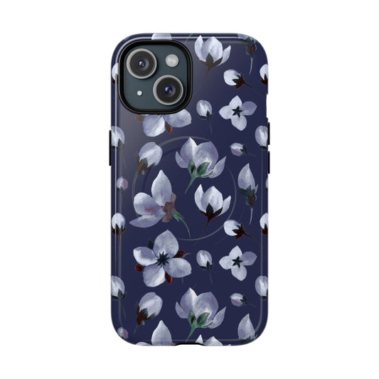 Floral Navy Tough Magnetic Phone Case