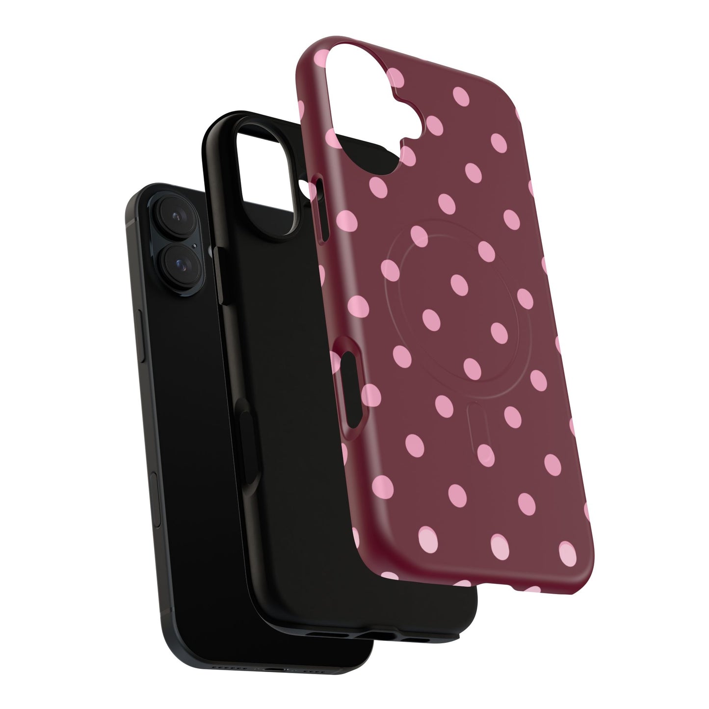 Burgundy Pink Polka Dot Phone Case — Tough Magnetic Protective Case