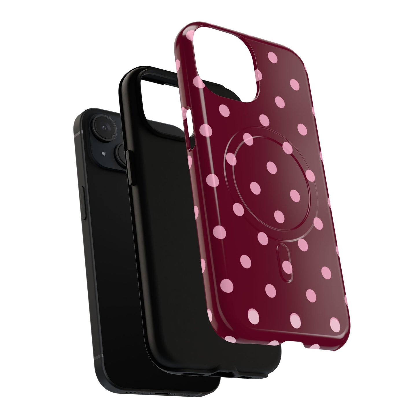 Burgundy Pink Polka Dot Phone Case — Tough Magnetic Protective Case