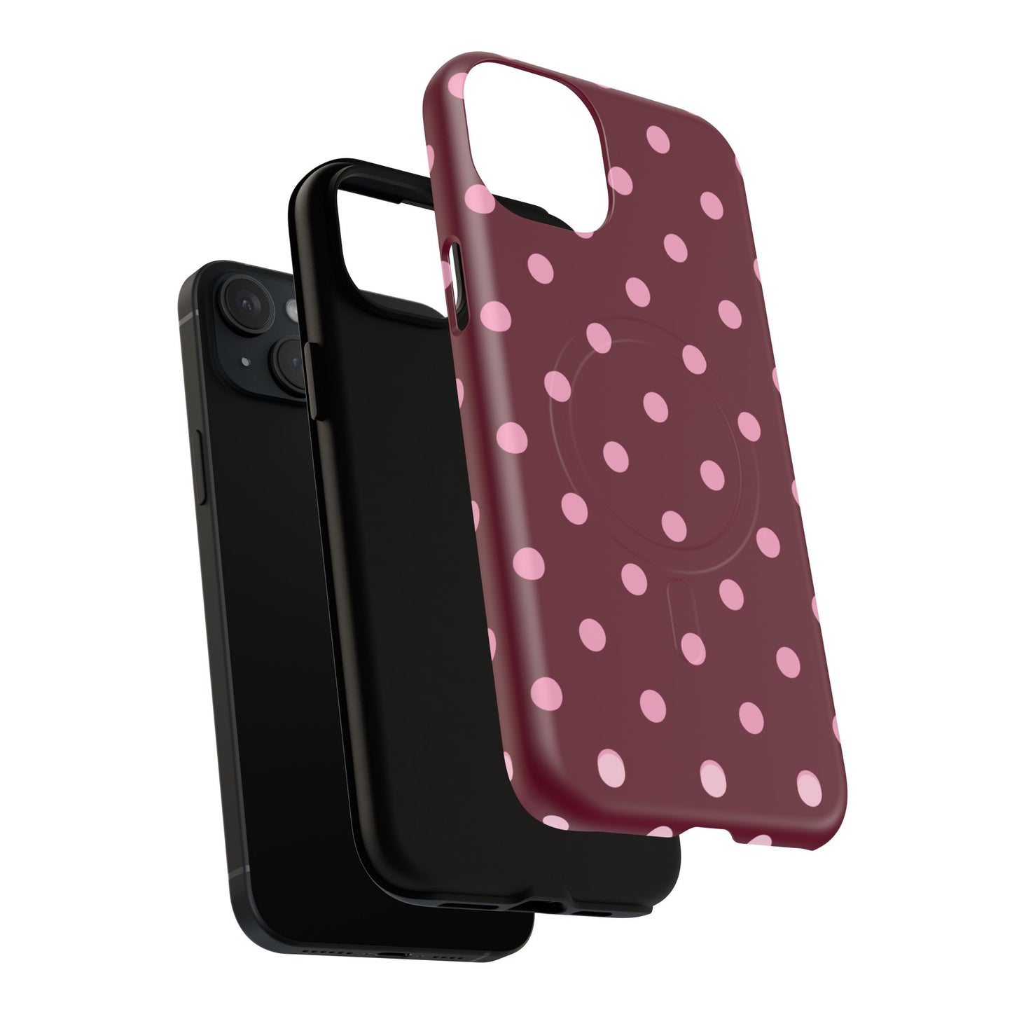Burgundy Pink Polka Dot Phone Case — Tough Magnetic Protective Case