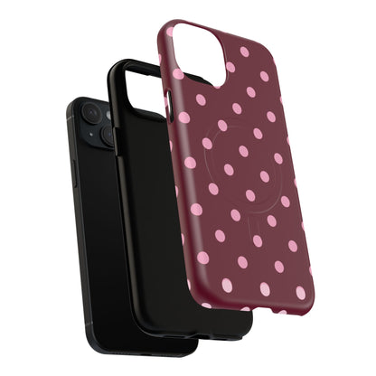 Burgundy Pink Polka Dot Phone Case — Tough Magnetic Protective Case