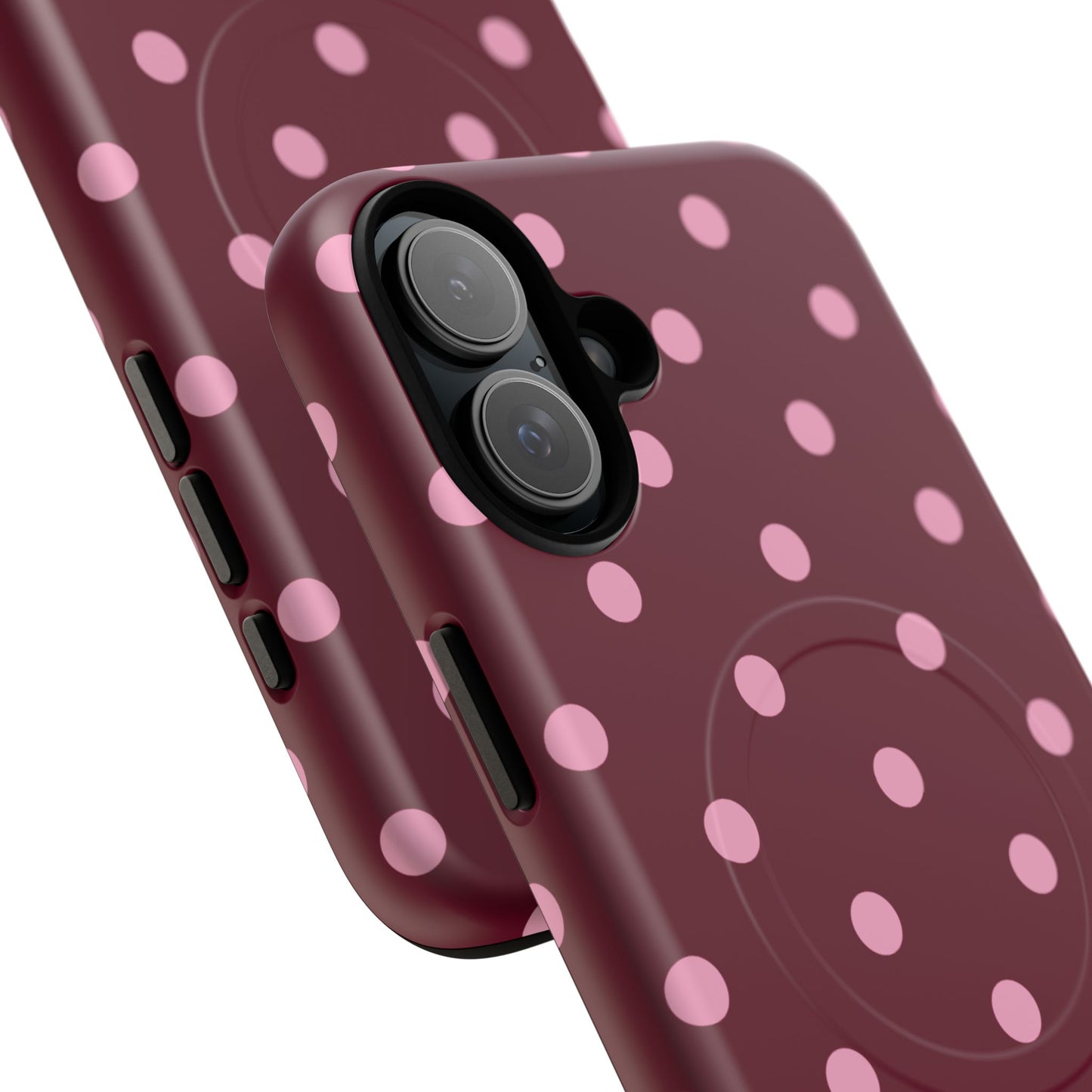 Burgundy Pink Polka Dot Phone Case — Tough Magnetic Protective Case