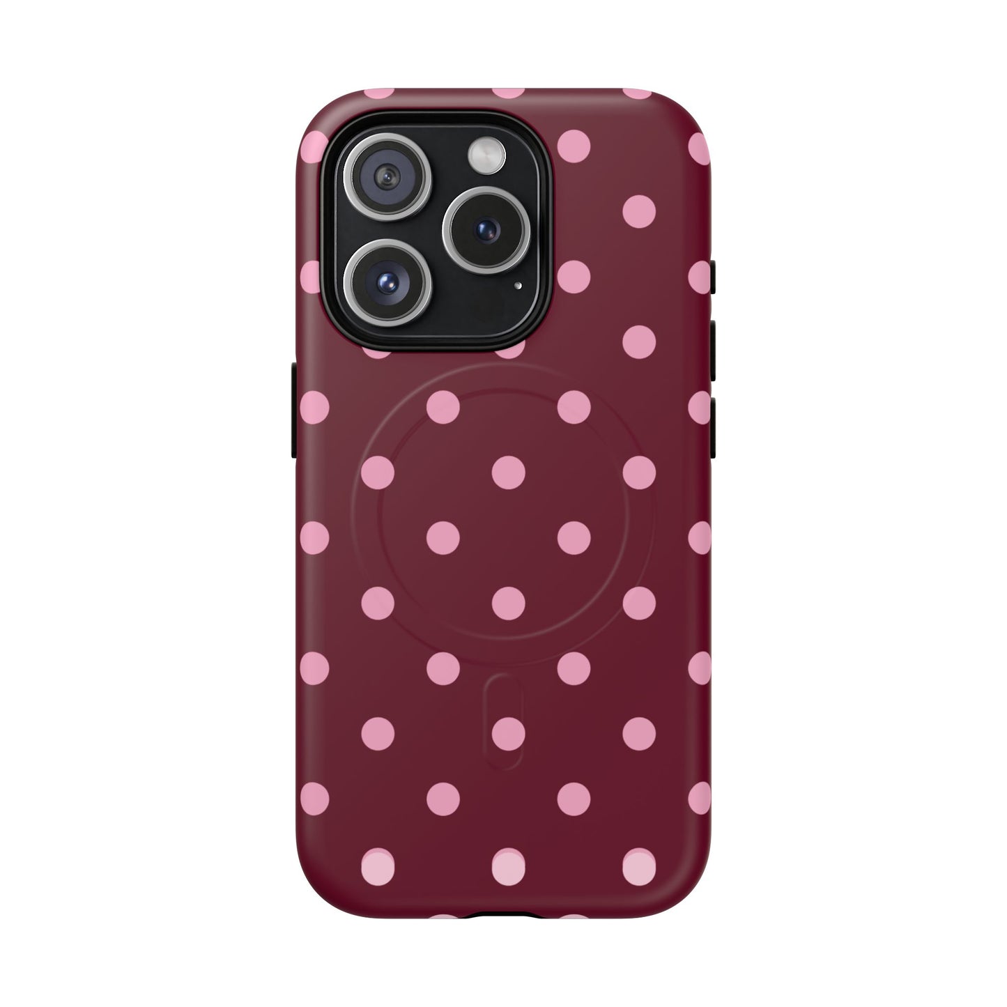 Burgundy Pink Polka Dot Phone Case — Tough Magnetic Protective Case