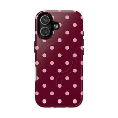 Burgundy Pink Polka Dot Phone Case — Tough Magnetic Protective Case