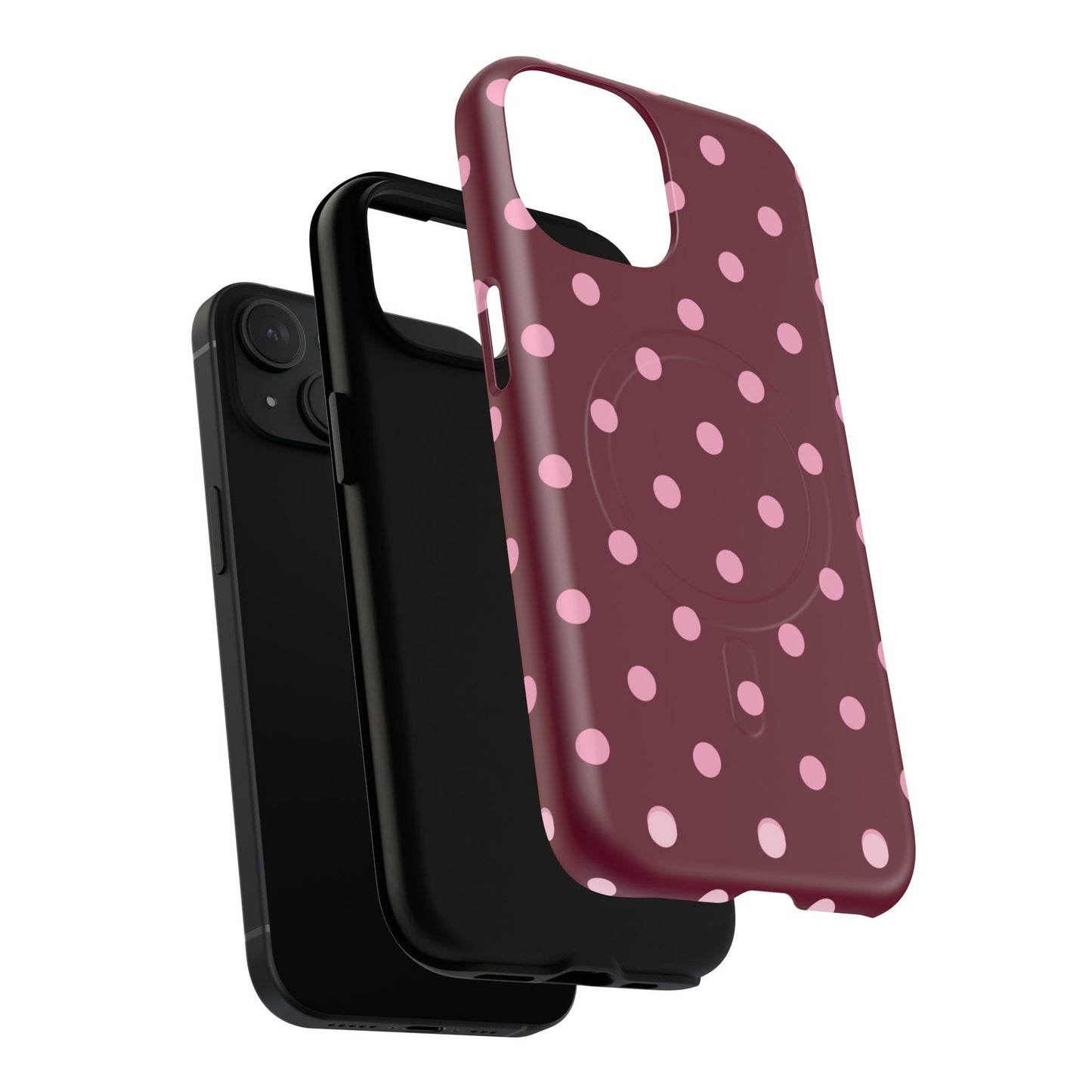 Burgundy Pink Polka Dot Phone Case — Tough Magnetic Protective Case