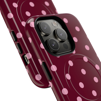 Burgundy Pink Polka Dot Phone Case — Tough Magnetic Protective Case