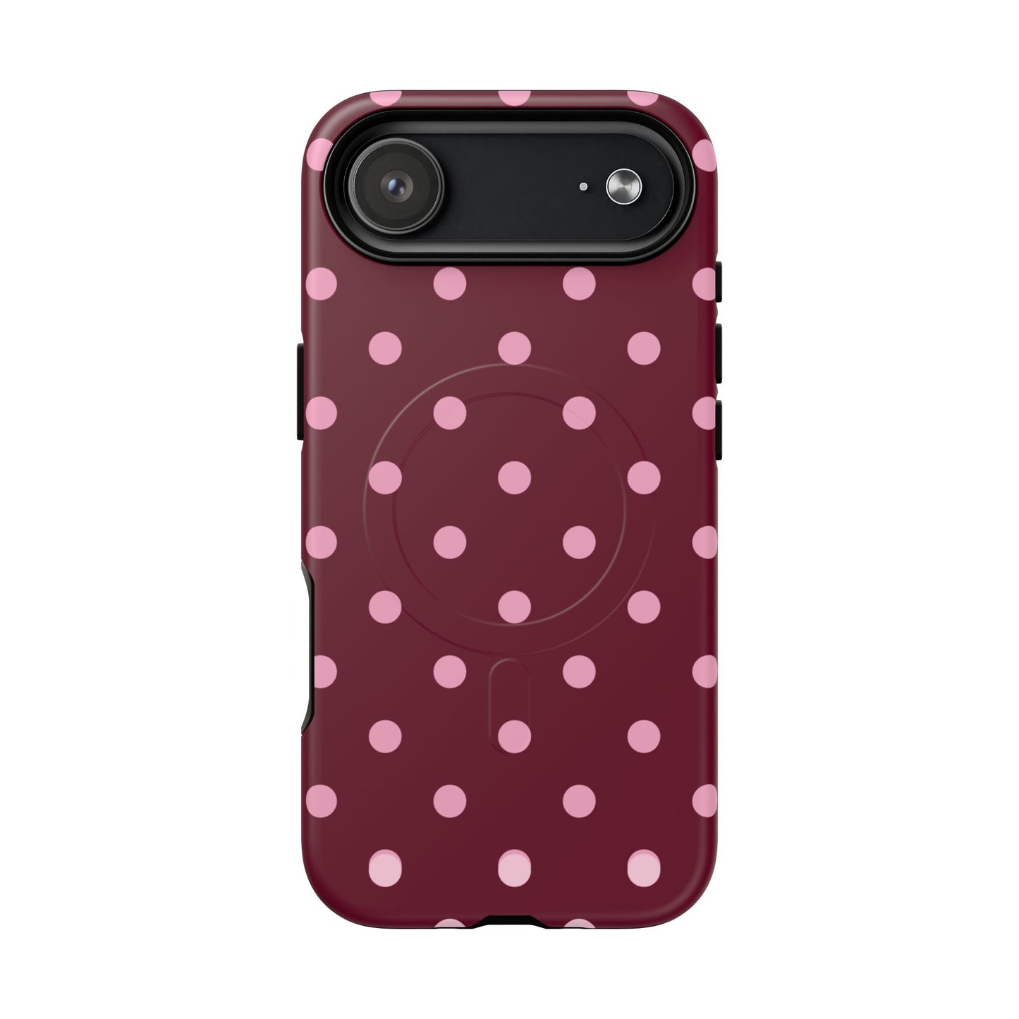 Burgundy Pink Polka Dot Phone Case — Tough Magnetic Protective Case