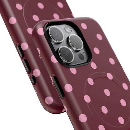 Burgundy Pink Polka Dot Phone Case — Tough Magnetic Protective Case