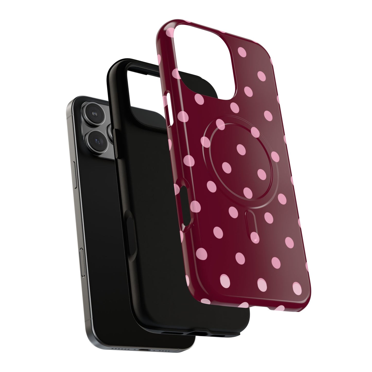 Burgundy Pink Polka Dot Phone Case — Tough Magnetic Protective Case