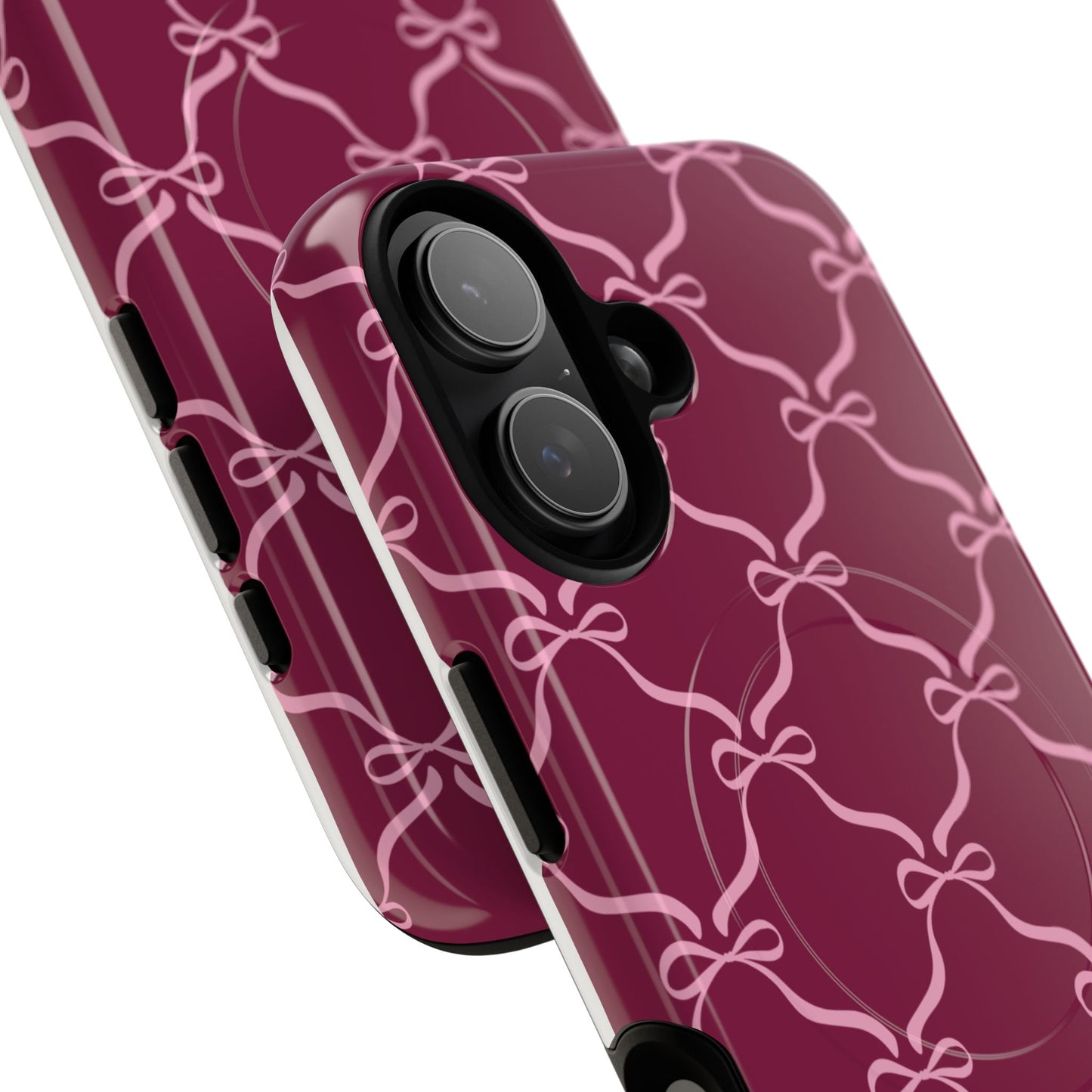 Burgundy & Pink Coquette Bow Magnetic Phone Case