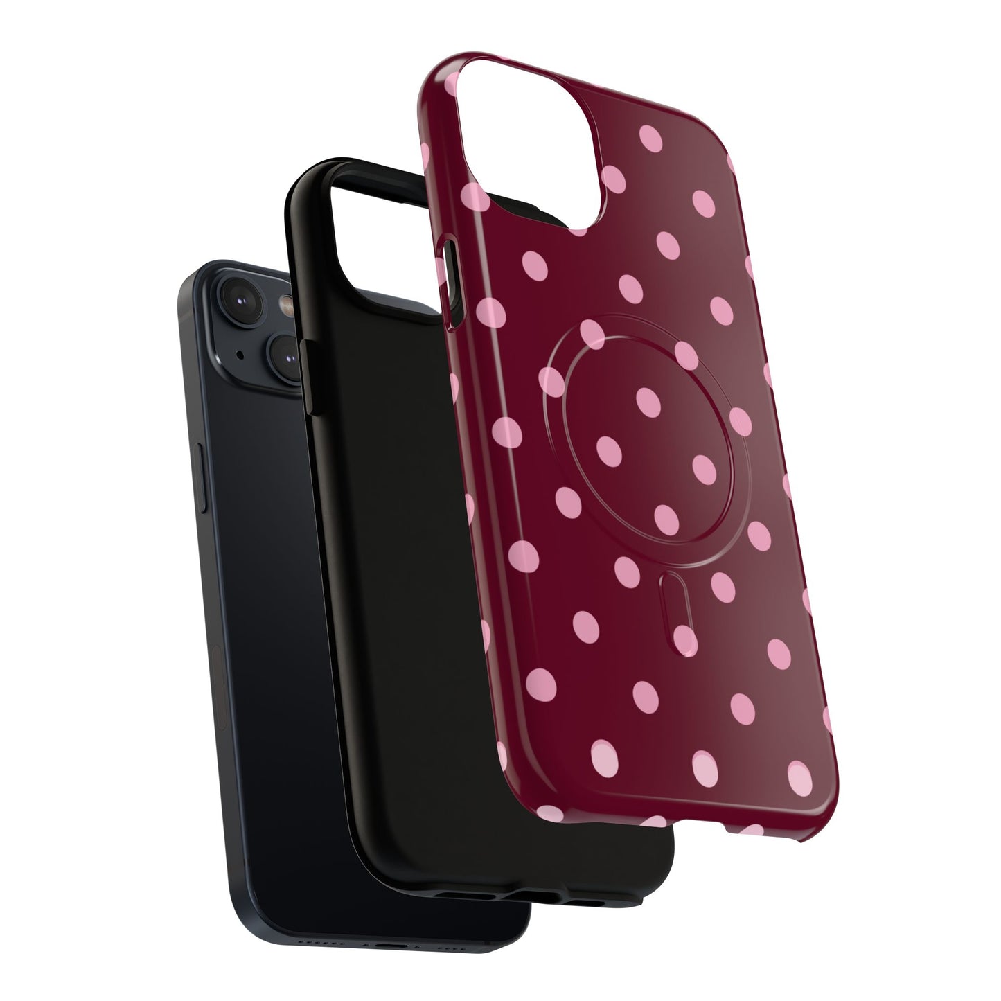 Burgundy Pink Polka Dot Phone Case — Tough Magnetic Protective Case
