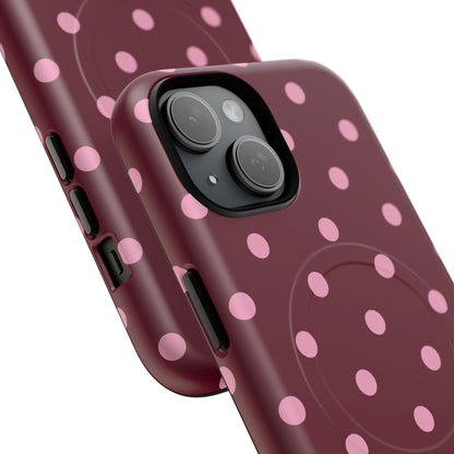 Burgundy Pink Polka Dot Phone Case — Tough Magnetic Protective Case