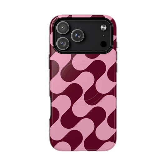 Pink Retro Wavy Magnetic Phone Case