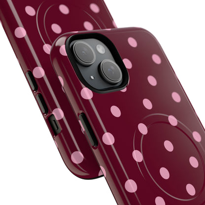 Burgundy Pink Polka Dot Phone Case — Tough Magnetic Protective Case