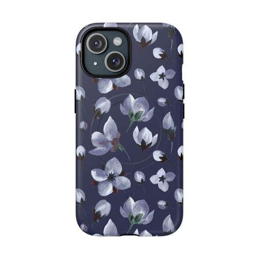 Floral Navy Tough Magnetic Phone Case