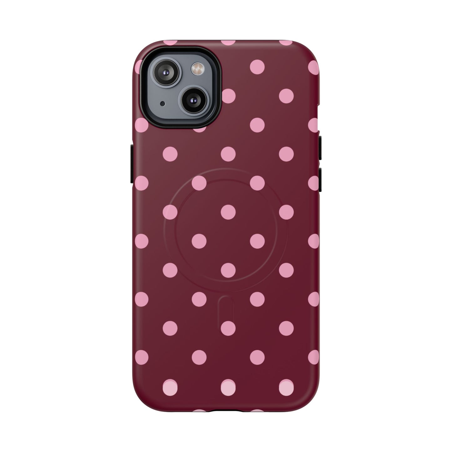 Burgundy Pink Polka Dot Phone Case — Tough Magnetic Protective Case