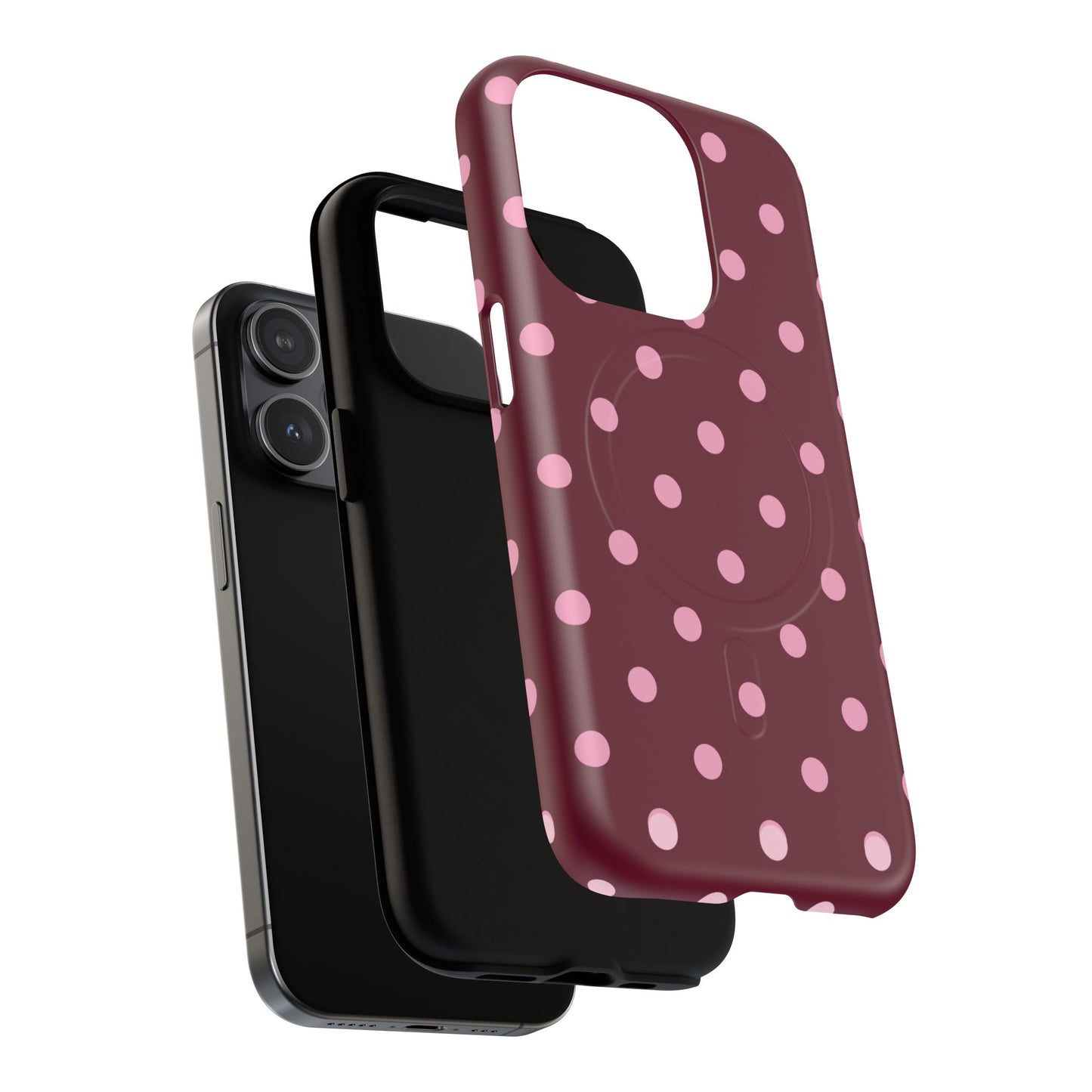 Burgundy Pink Polka Dot Phone Case — Tough Magnetic Protective Case