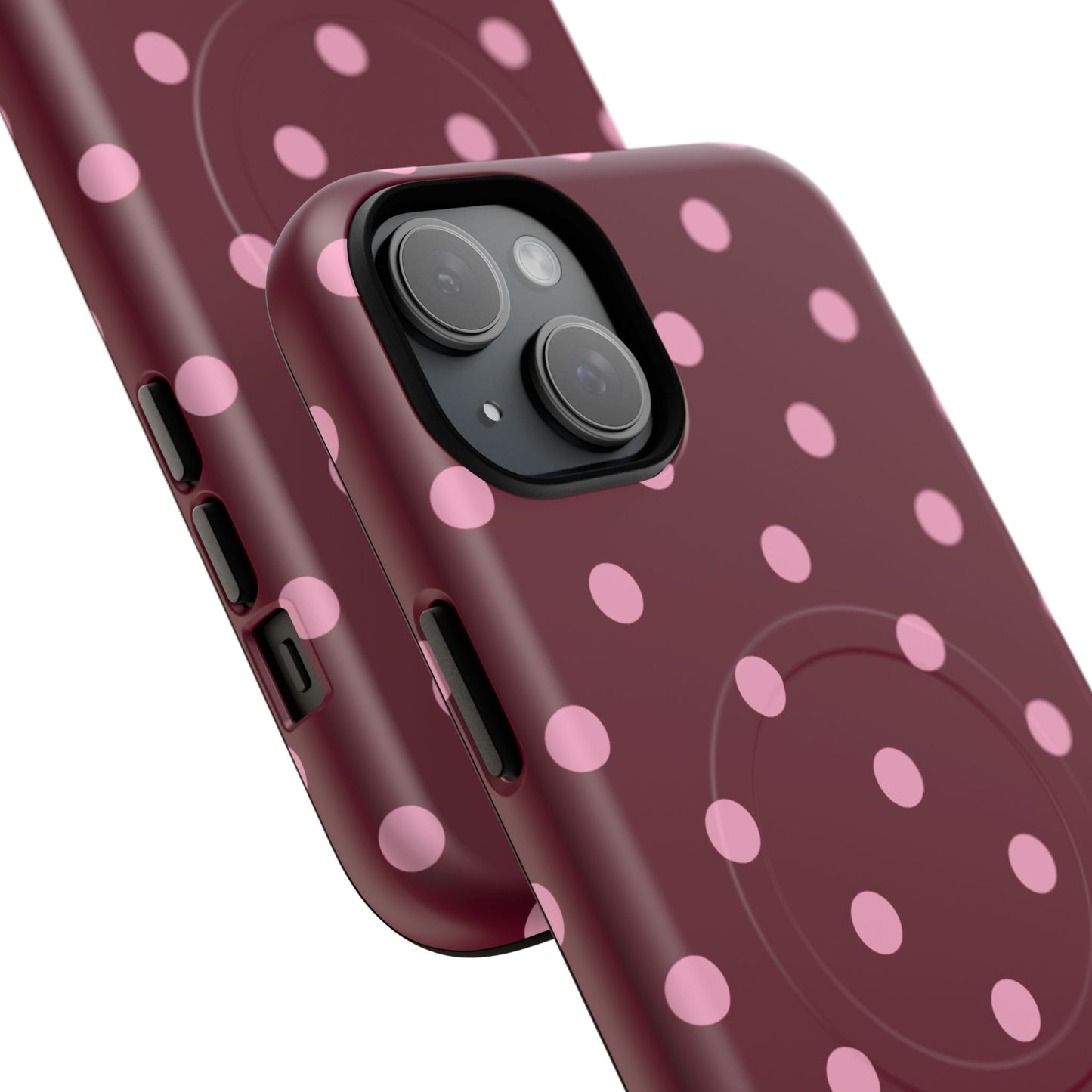 Burgundy Pink Polka Dot Phone Case — Tough Magnetic Protective Case