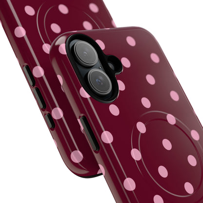 Burgundy Pink Polka Dot Phone Case — Tough Magnetic Protective Case