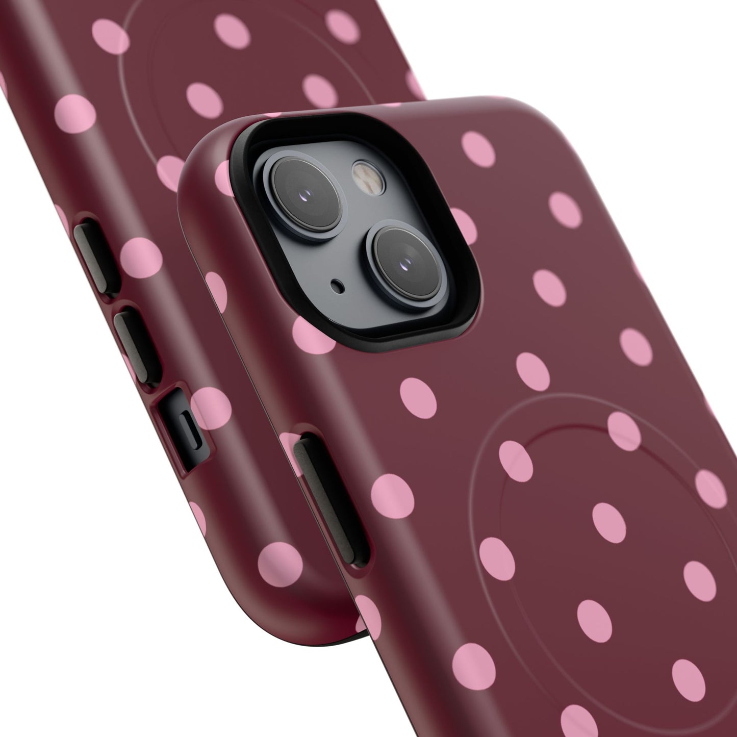 Burgundy Pink Polka Dot Phone Case — Tough Magnetic Protective Case