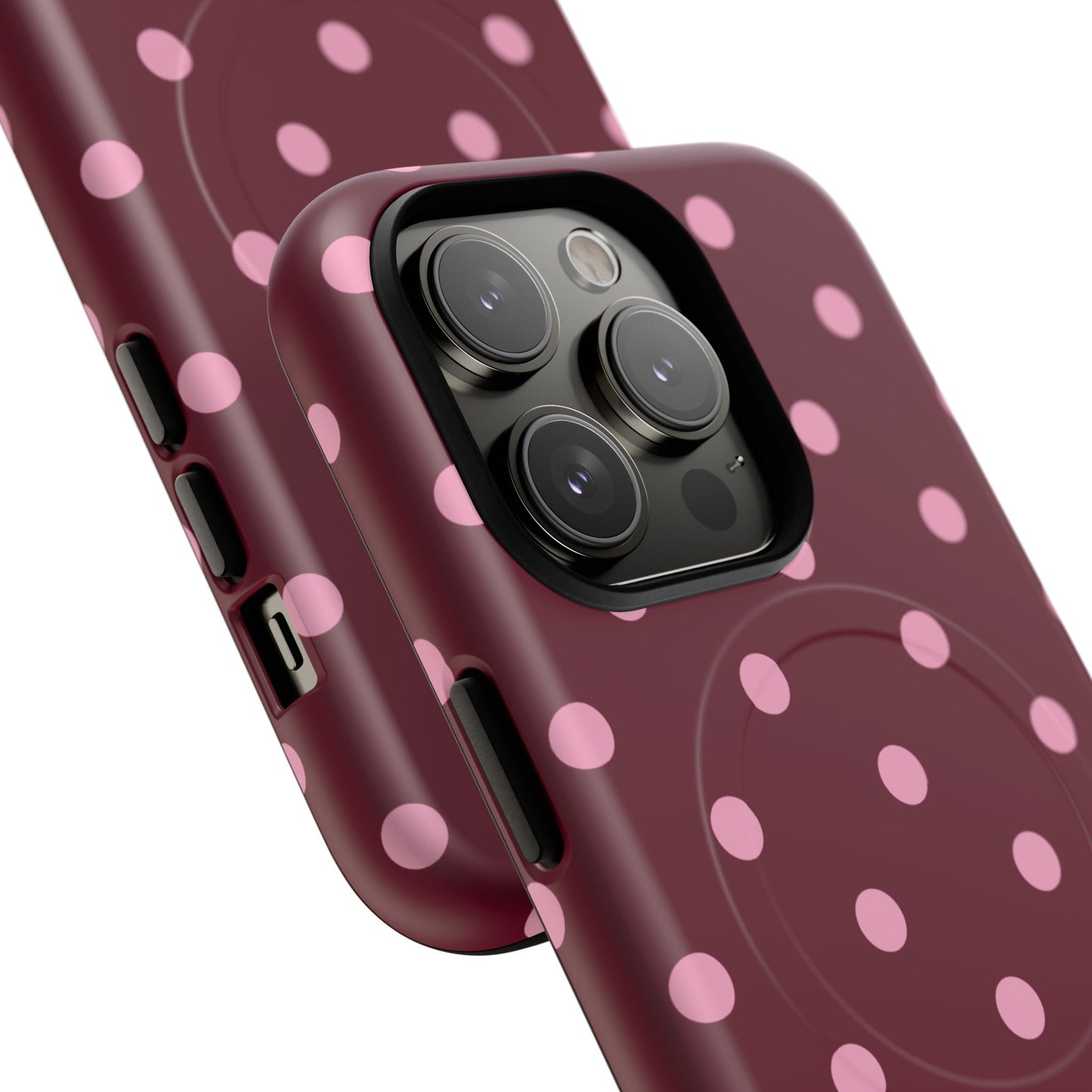 Burgundy Pink Polka Dot Phone Case — Tough Magnetic Protective Case