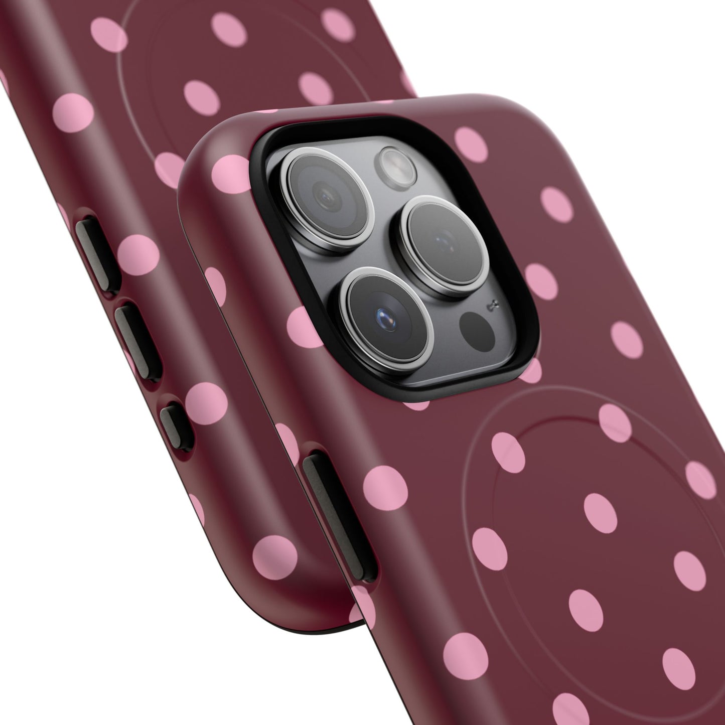 Burgundy Pink Polka Dot Phone Case — Tough Magnetic Protective Case