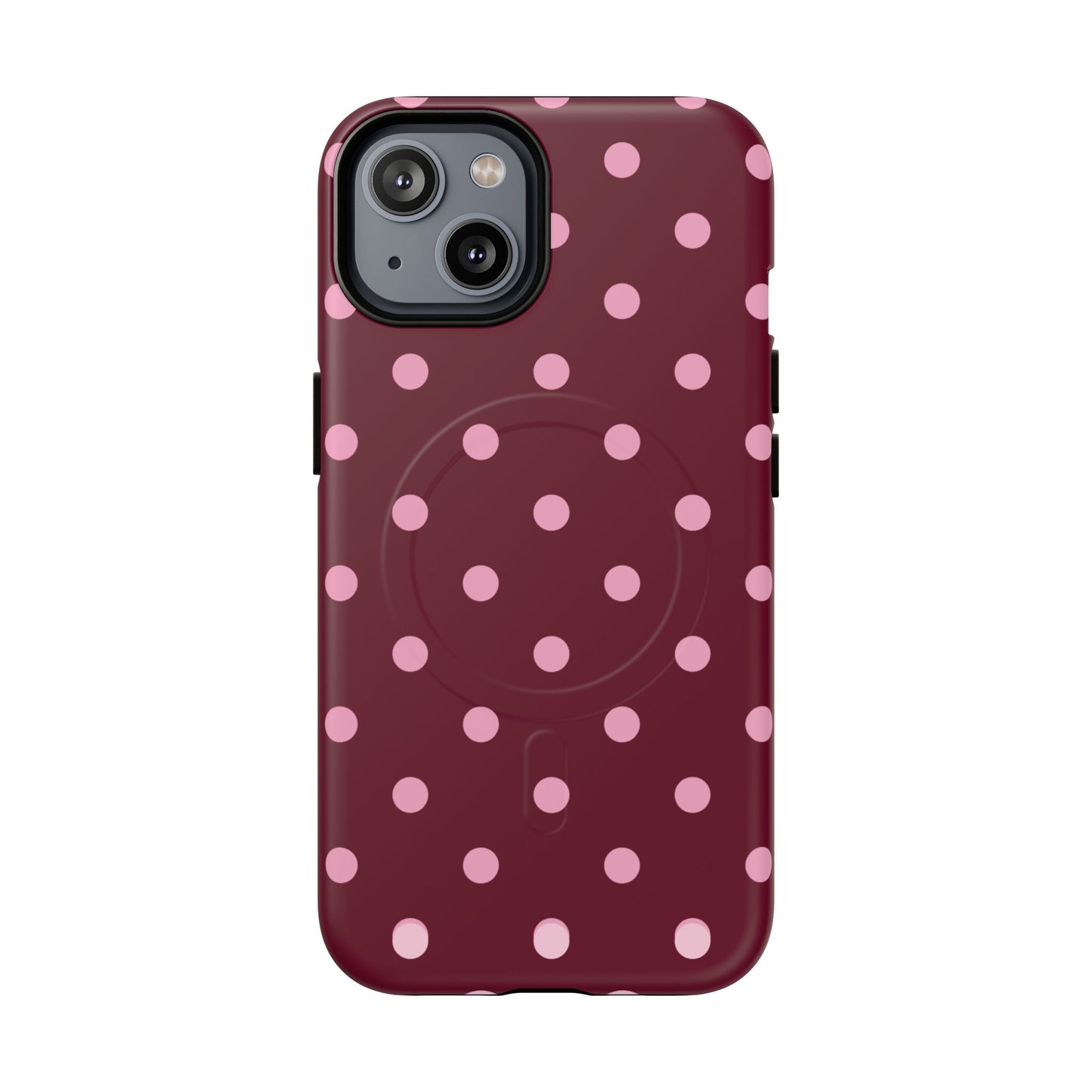 Burgundy Pink Polka Dot Phone Case — Tough Magnetic Protective Case