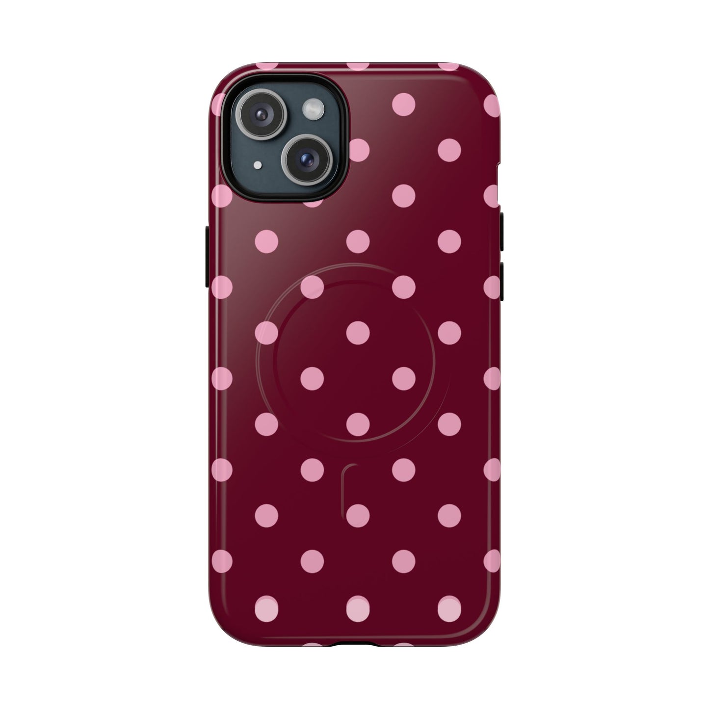 Burgundy Pink Polka Dot Phone Case — Tough Magnetic Protective Case