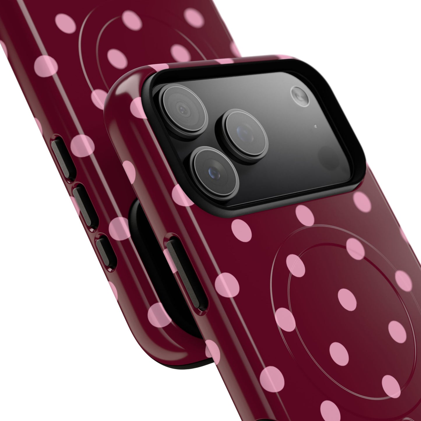 Burgundy Pink Polka Dot Phone Case — Tough Magnetic Protective Case