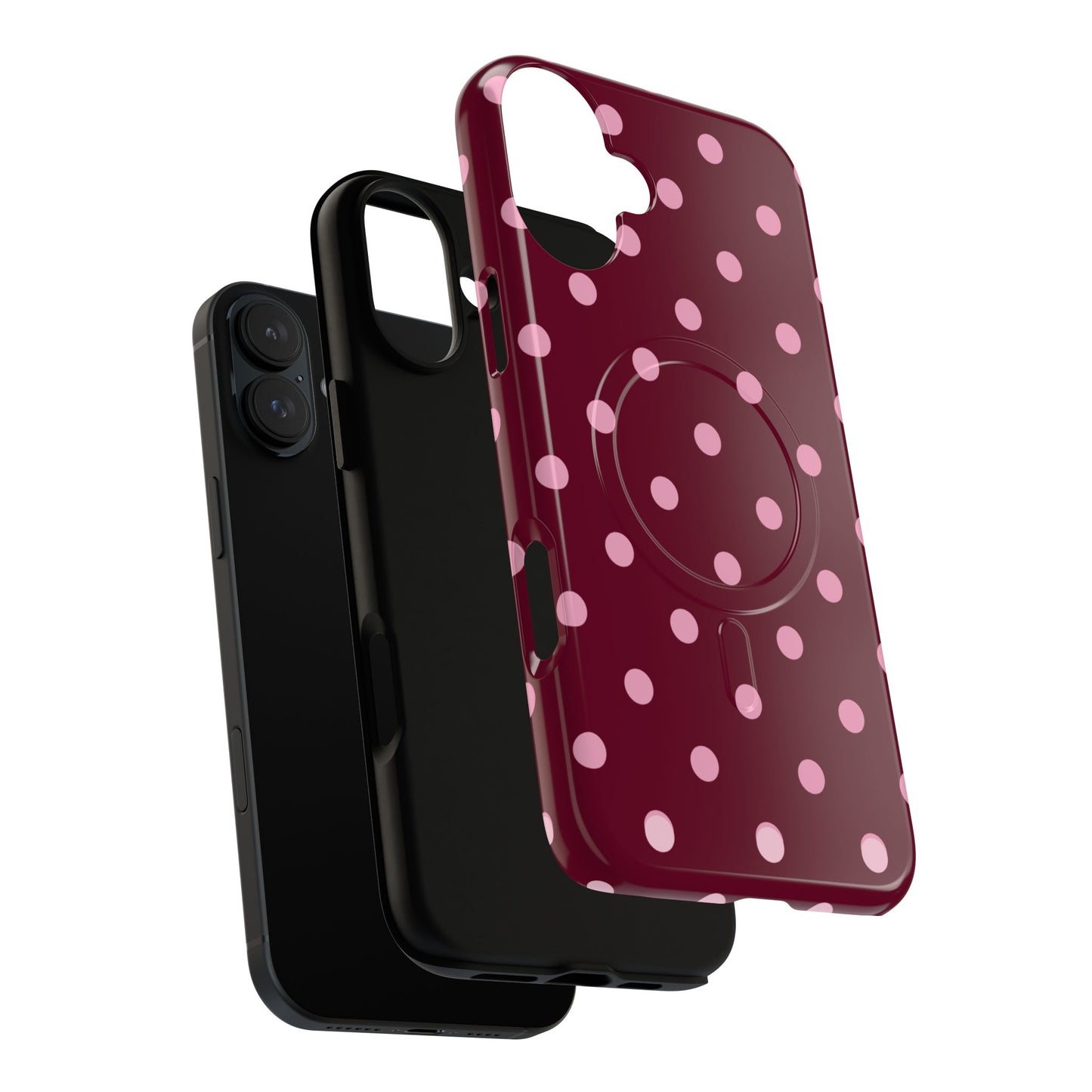 Burgundy Pink Polka Dot Phone Case — Tough Magnetic Protective Case