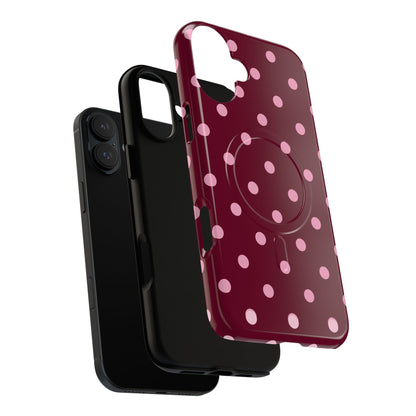 Burgundy Pink Polka Dot Phone Case — Tough Magnetic Protective Case