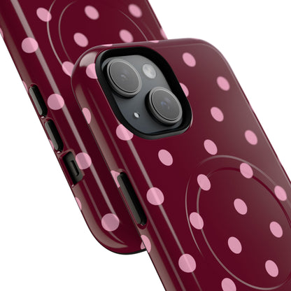 Burgundy Pink Polka Dot Phone Case — Tough Magnetic Protective Case
