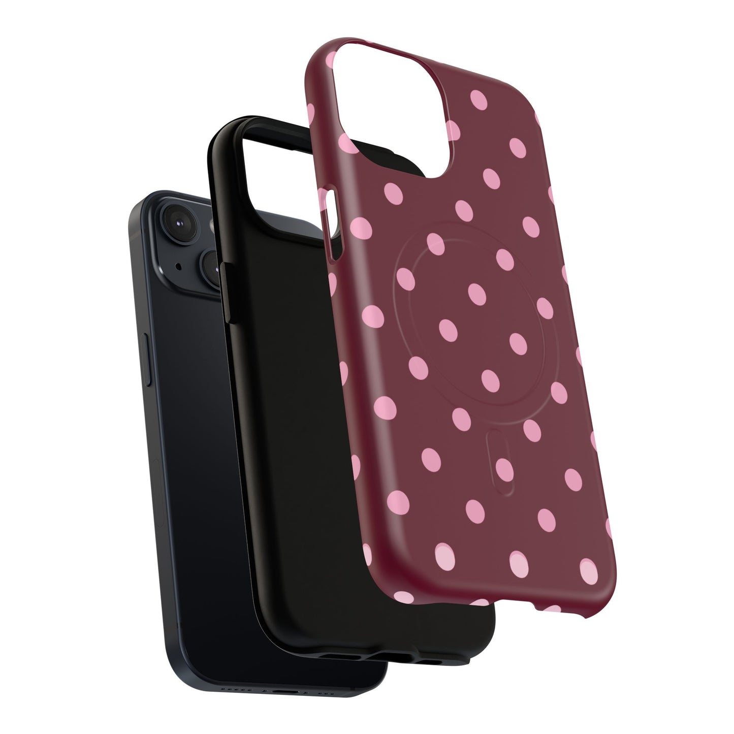 Burgundy Pink Polka Dot Phone Case — Tough Magnetic Protective Case