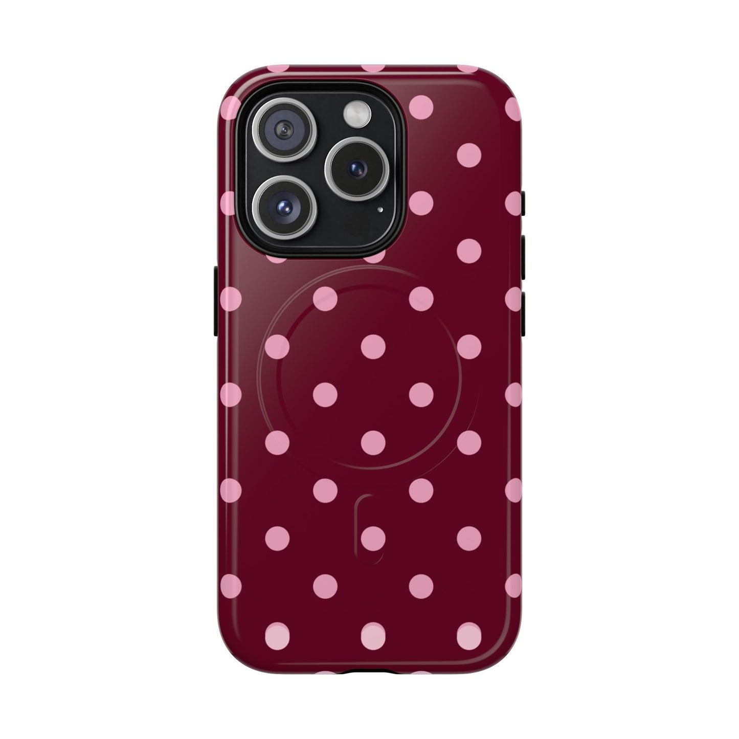 Burgundy Pink Polka Dot Phone Case — Tough Magnetic Protective Case