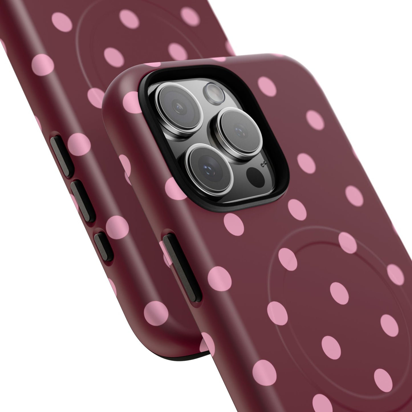 Burgundy Pink Polka Dot Phone Case — Tough Magnetic Protective Case