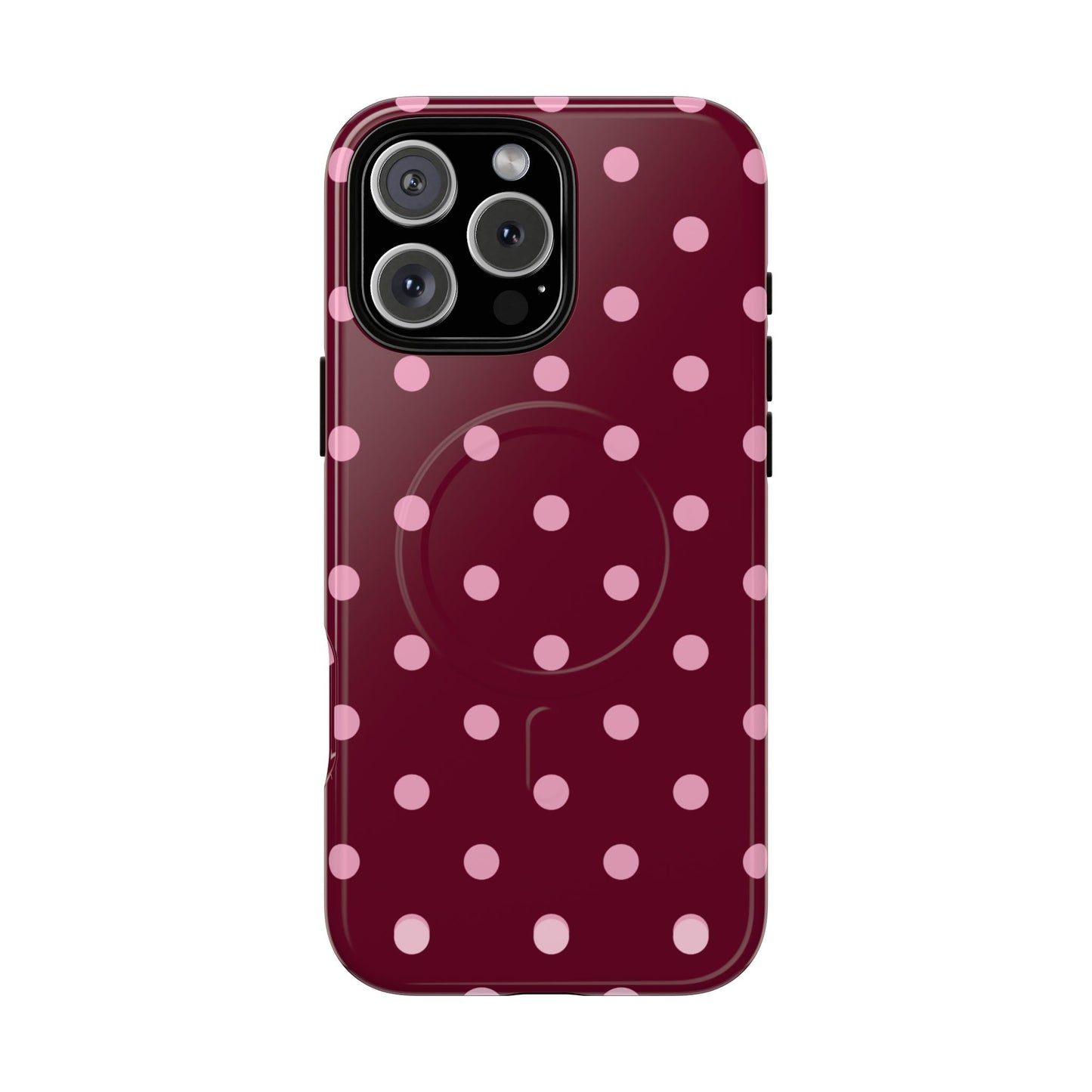 Burgundy Pink Polka Dot Phone Case — Tough Magnetic Protective Case