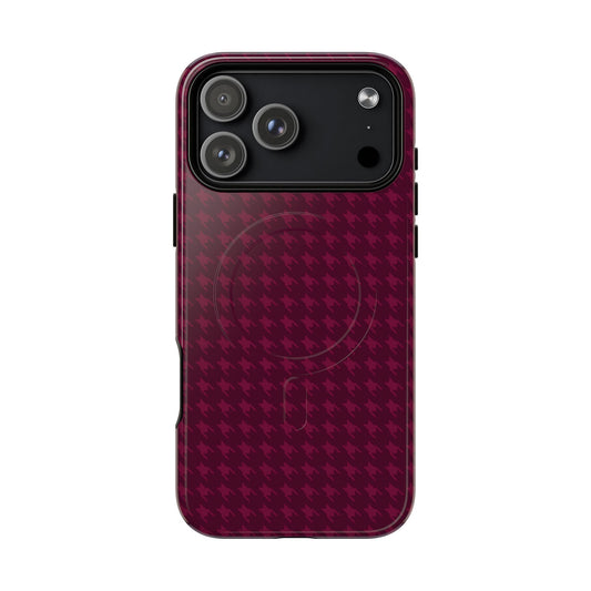 Burgundy Houndstooth Tough Magnetic Case | Phone MagSafe Compatible