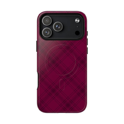 BURGUNDY PLAID | LUXE MAGSAFE® TOUGH IPHONE CASE