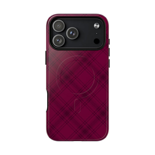 BURGUNDY PLAID | LUXE MAGSAFE® TOUGH IPHONE CASE
