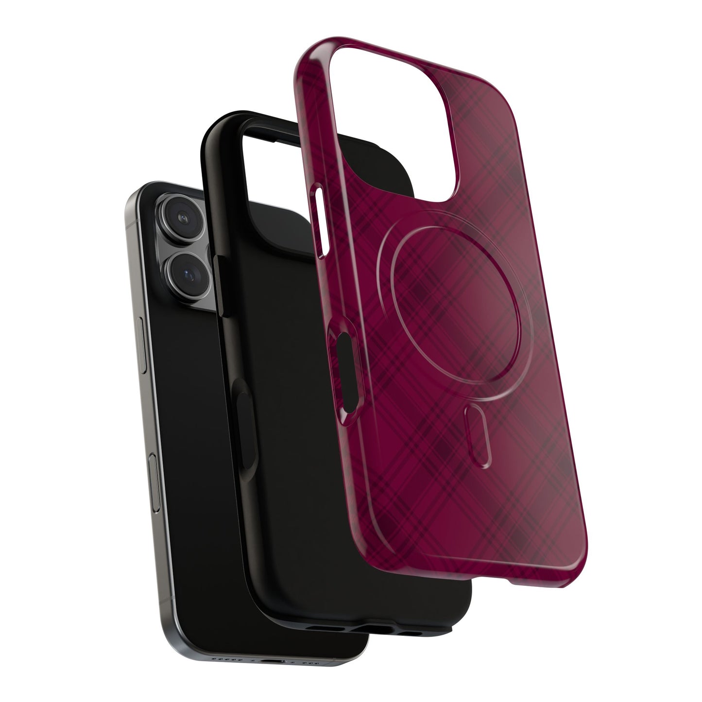 BURGUNDY PLAID | LUXE MAGSAFE® TOUGH IPHONE CASE